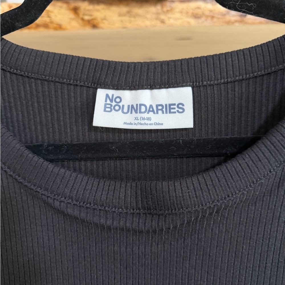 NWT No Boundaries Black Ribbed Short-Sleeve Casual Midi Dress XL - Picture 4 of 7